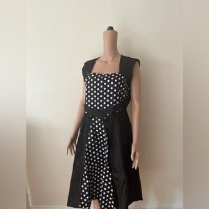 Brand new black fit and flare dress polka white dot print classy casual elegant
